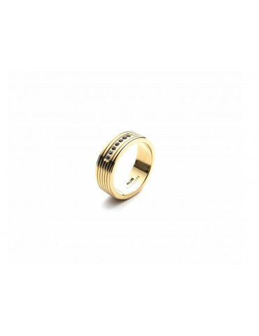 4US Paciotti | San Valentino 23 | Anello in acciaio dorato con zirconi neri | 4UAN5670
