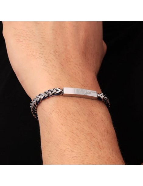 Sector | Bandy | Bracciale in acciaio con cordino blu | SZV73