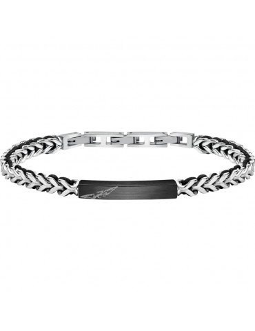 Sector | Bandy | Bracciale uomo in acciaio PVD nero con targhetta e cordino nero | SZV70