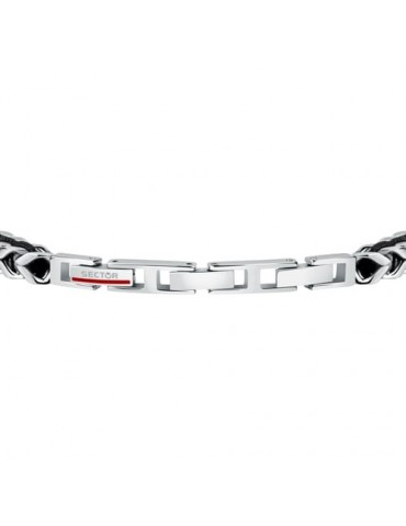 Sector | Bandy | Bracciale uomo in acciaio PVD nero con targhetta e cordino nero | SZV70