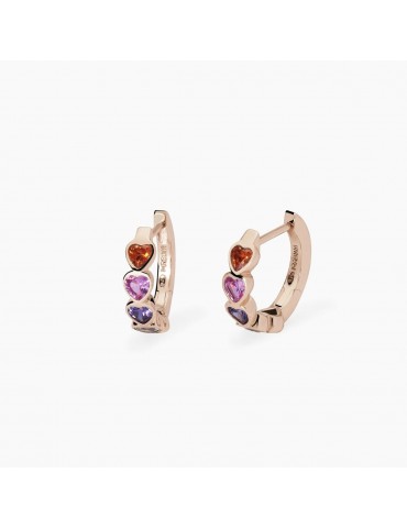 Mabina gioielli | Pensiero Stupendo | Orecchini in argento 925‰ rosato con cuori multicolor | 563799