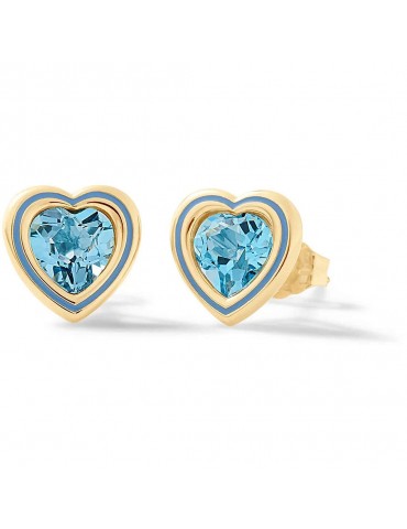 Nanan | Nanàn Bijou | Orecchini cuore in argento 925‰ dorato con zirconi azzurri | NAN0502