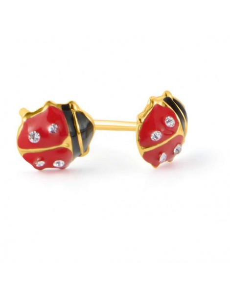 Stroili Oro 9KT | Mon Petit | Orecchini coccinella in oro 9KT con smalto e cristalli bianchi | 1415862