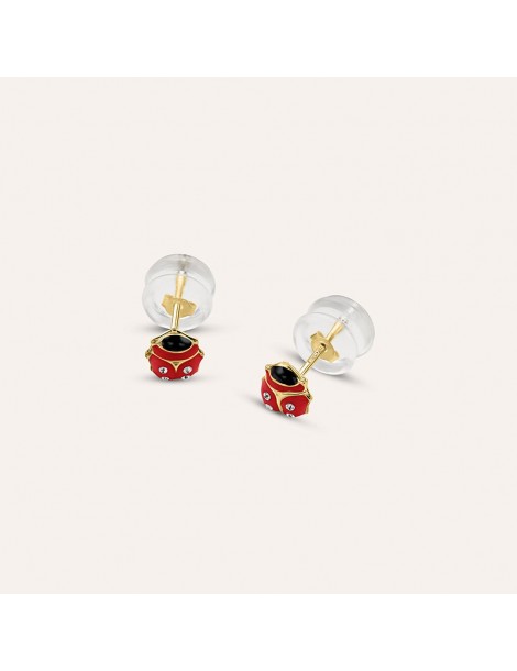 Stroili Oro 9KT | Mon Petit | Orecchini coccinella in oro 9KT con smalto e cristalli bianchi | 1415862