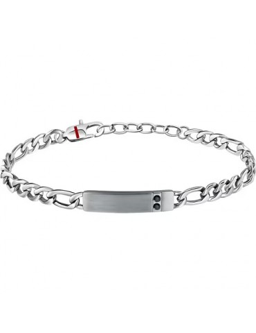 Sector | Basic| Bracciale in acciaio con targhetta con zirconi neri | SZS104