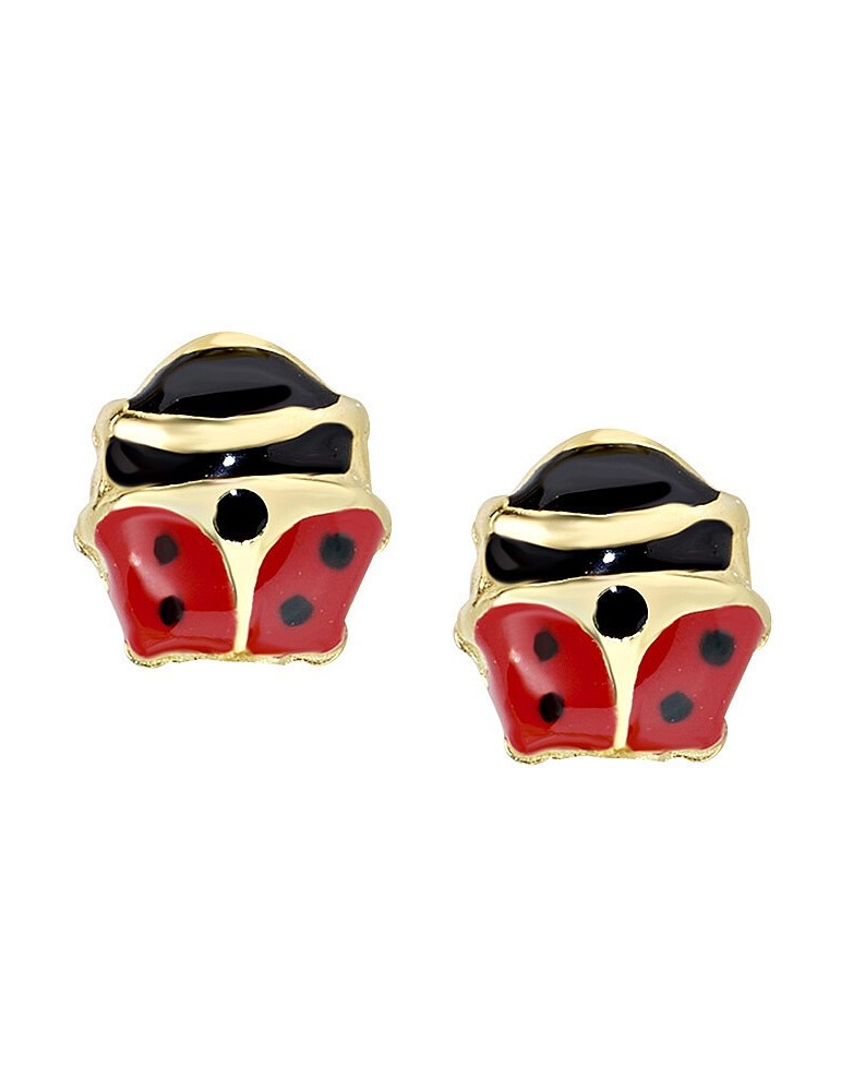 Amen | Junior | Orecchini in argento 925‰ dorato con coccinelle smaltate | ORJCOGR3