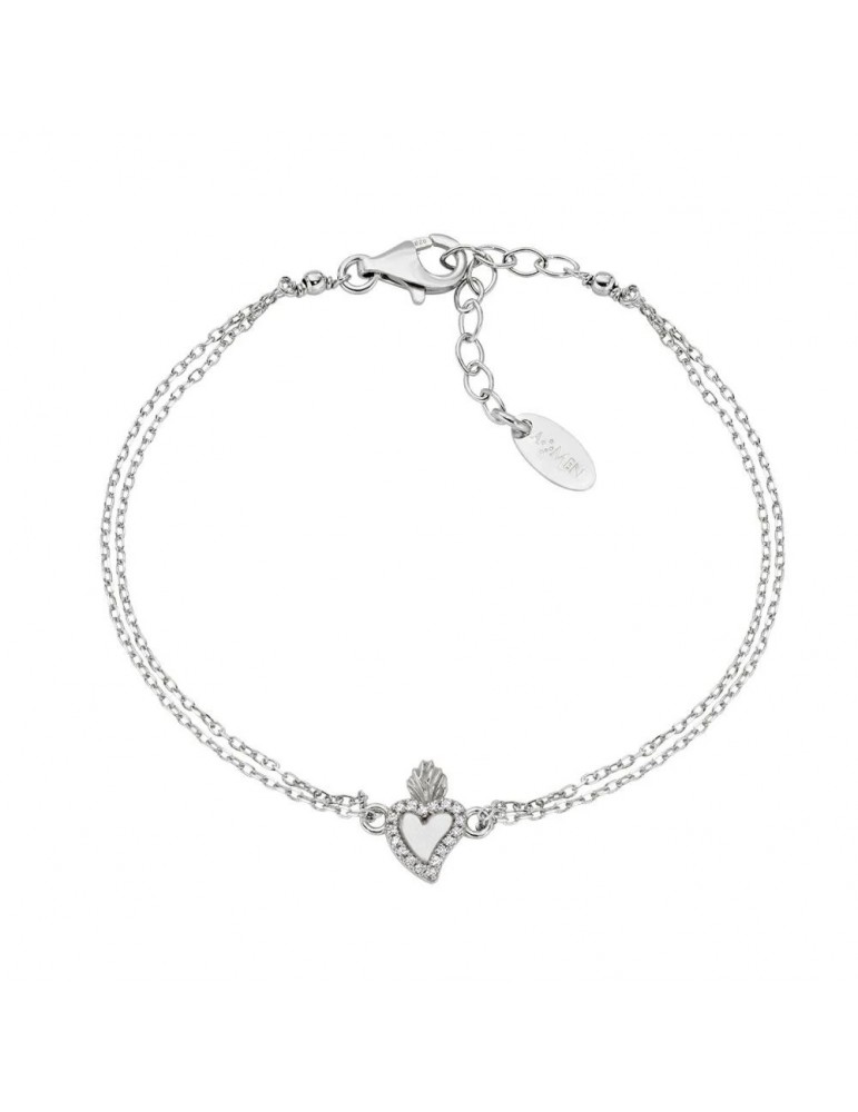 Amen | Sacro | Bracciale in argento 925‰ con cuore sacro e zirconi bianchi | BR2SCBBZ3