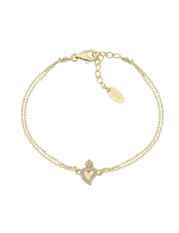 Amen | Sacro | Bracciale in argento 925‰ dorato con cuore sacro e zirconi bianchi | BR2SCGBZ3