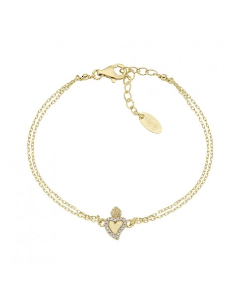 Amen | Sacro | Bracciale in argento 925‰ dorato con cuore sacro e zirconi bianchi | BR2SCGBZ3