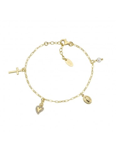 Amen | Sacro | Bracciale in argento 925‰ dorato charm pendenti | BRMSCMGBZ1