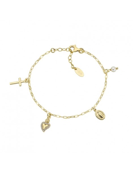 Amen | Sacro | Bracciale in argento 925‰ dorato charm pendenti | BRMSCMGBZ1