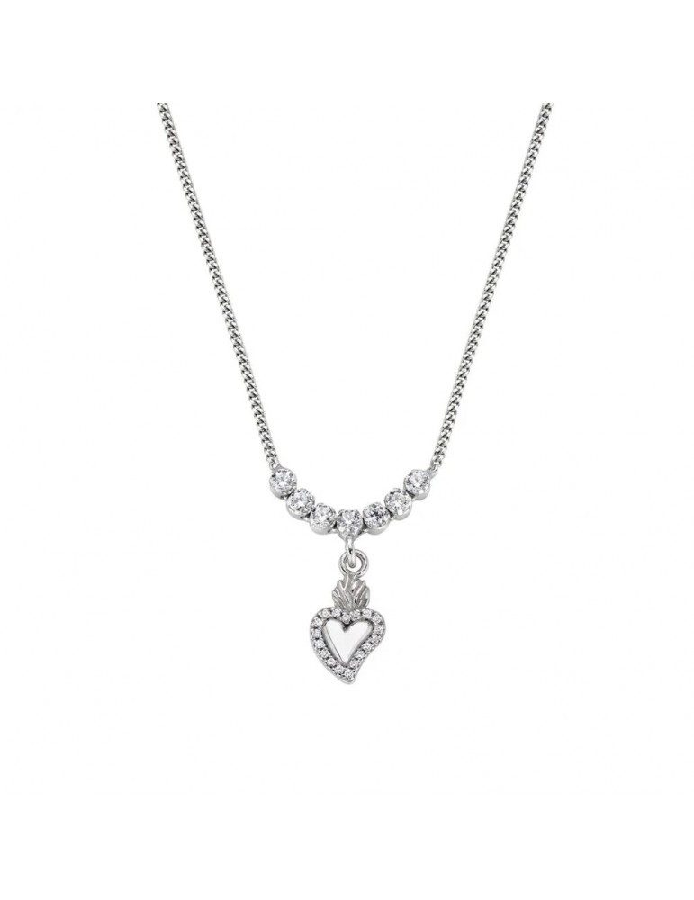 Amen | Sacro | Collana in argento 925‰ con cuore sacro zirconi bianchi | CLTSCBBZ