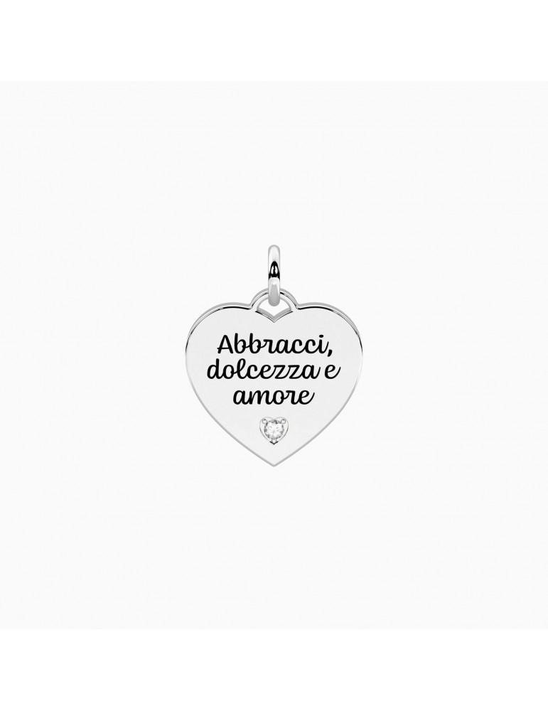 Kidult By You | La Mia Mamma | Charm cuore in acciaio con cristallo bianco | 741209