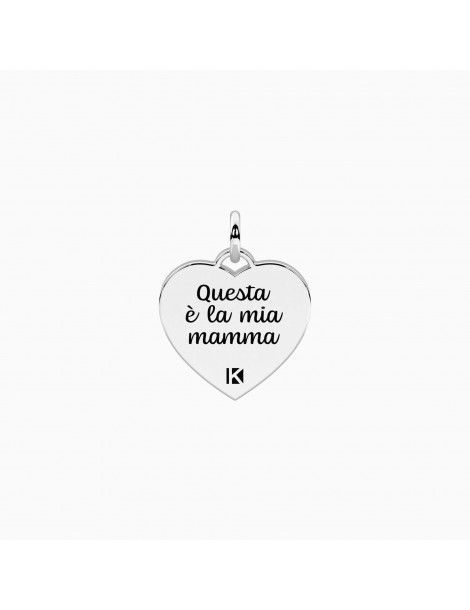 Kidult By You | La Mia Mamma | Charm cuore in acciaio con cristallo bianco | 741209