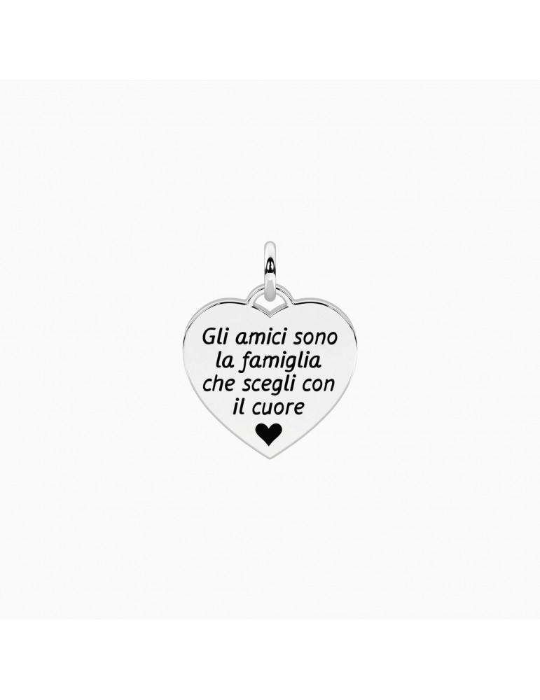 Kidult By You | Gli Amici Sono La Famiglia | Charm cuore in acciaio con cristallo bianco | 741202