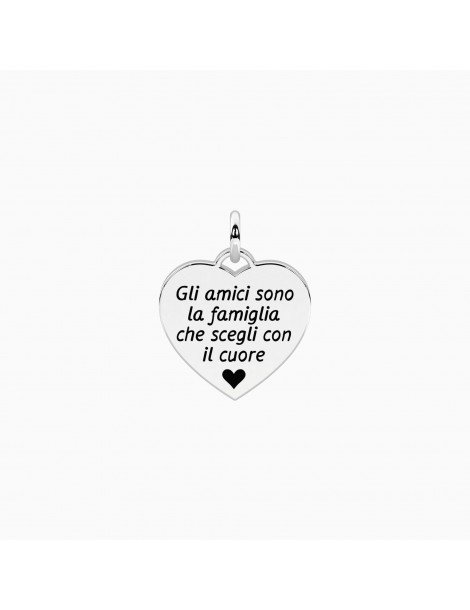 Kidult By You | Gli Amici Sono La Famiglia | Charm cuore in acciaio con cristallo bianco | 741202