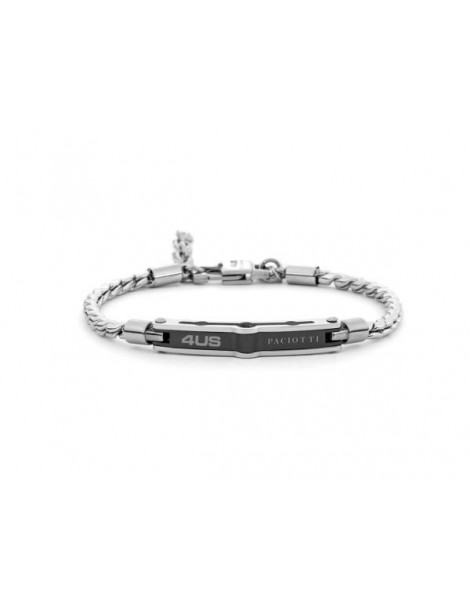 4US Paciotti | Bracciale in acciaio e acciaio PVD nero con targhetta | 4UBR8017