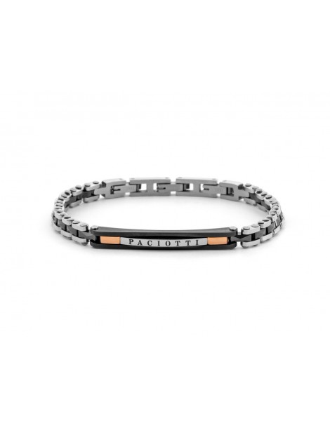 4US Paciotti | Bracciale in acciaio e acciaio PVD nero e dorato con ceramica nera | 4UBR8011