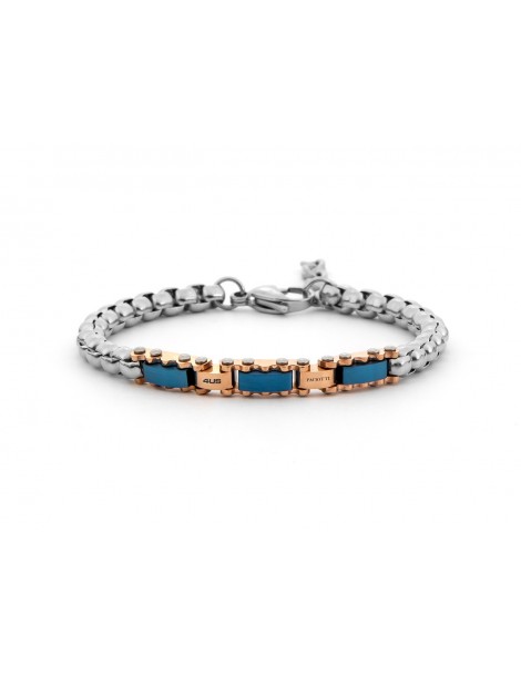 4US Paciotti | Bracciale in acciaio e acciaio PVD rosa e blu | 4UBR8022