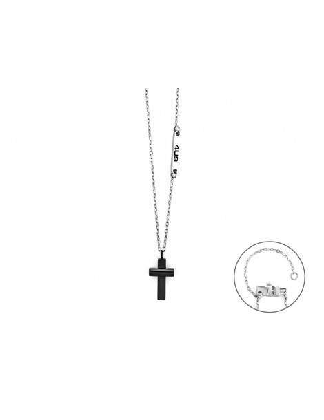 4US Paciotti | Collana in acciaio 316L con croce in acciaio 316L PVD nero | 4UCL8062