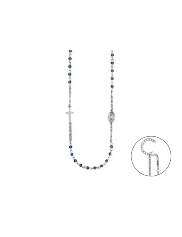 4US Paciotti | Collana rosario in acciaio 316L con cristalli blu | 4UCL7964