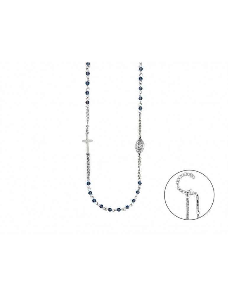 4US Paciotti | Collana rosario in acciaio 316L con cristalli blu | 4UCL7964