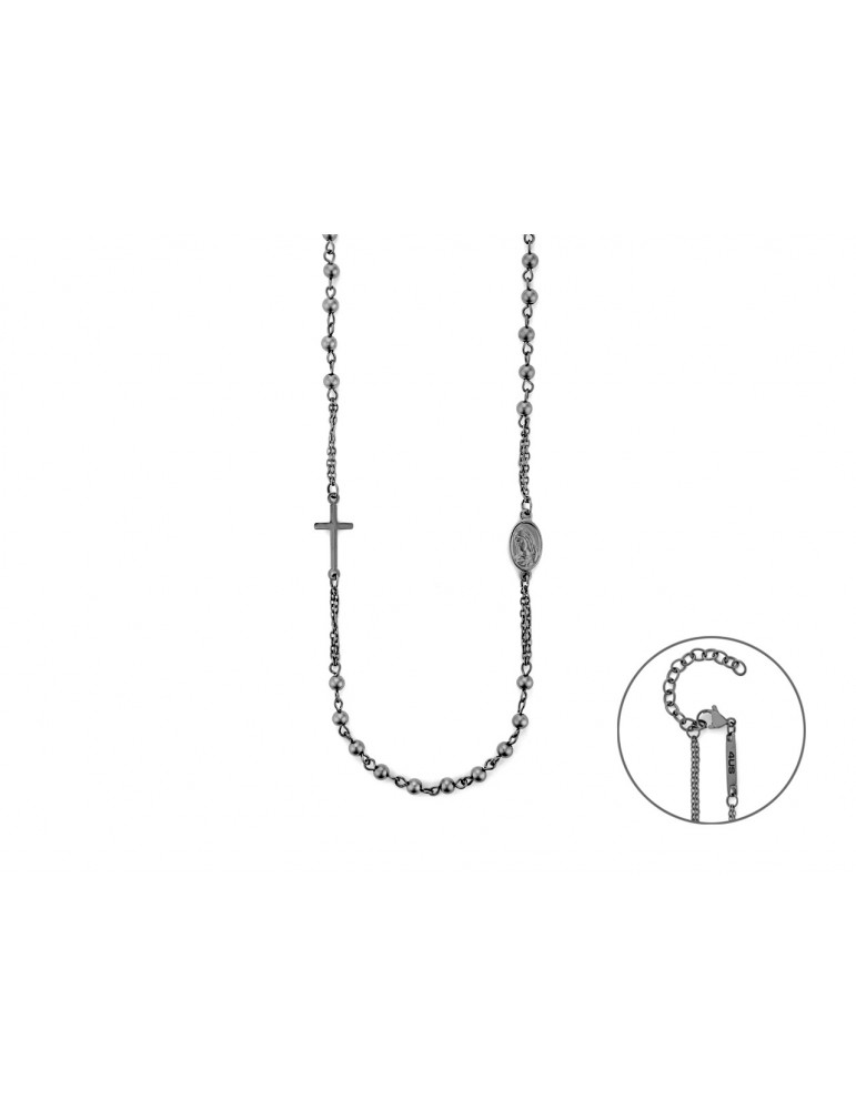 4US Paciotti | Collana rosario in acciaio 316L PVD nero | 4UCL7966