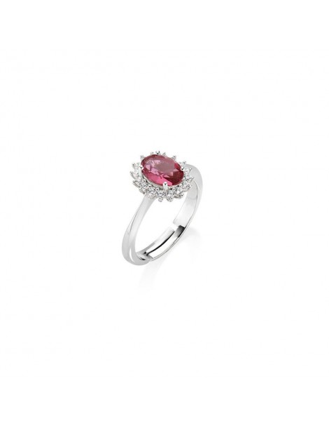Amen | Royal Lady | Anello in argento 925‰ con zircone rosso e zirconi bianchi | ANLDPBBCI