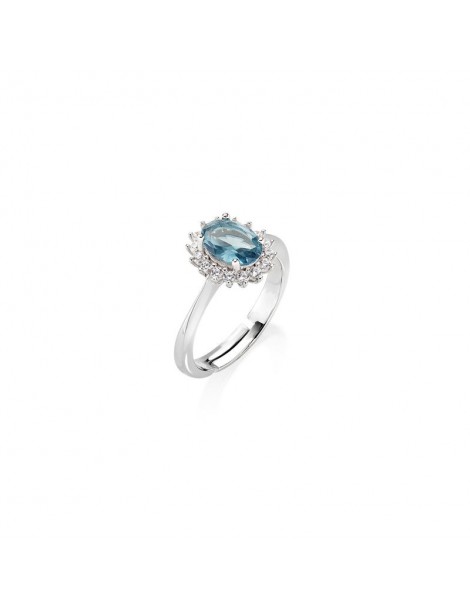 Amen | Royal Lady | Anello in argento 925‰ con zircone blue london e zirconi bianchi | ANLDPBBLB