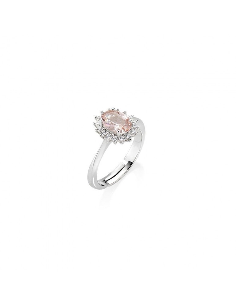 Amen | Royal Lady | Anello in argento 925‰ con zircone rosa e zirconi bianchi | ANLDPBBMO