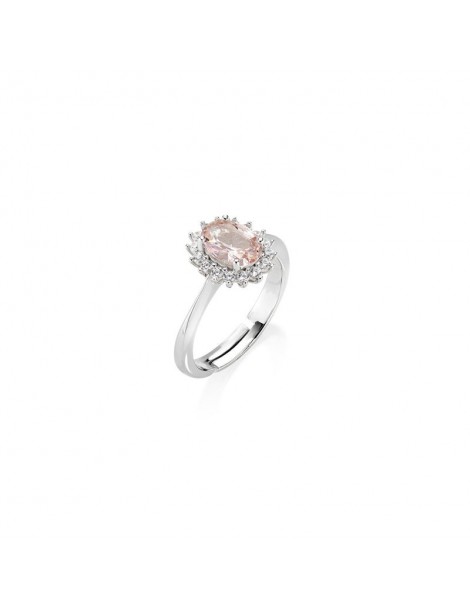 Amen | Royal Lady | Anello in argento 925‰ con zircone rosa e zirconi bianchi | ANLDPBBMO