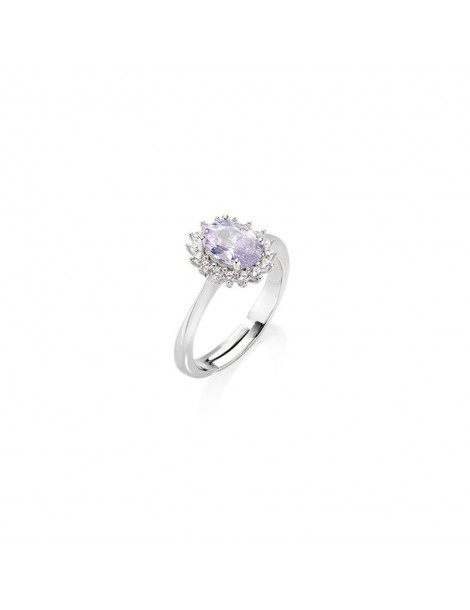 Amen | Royal Lady | Anello in argento 925‰ con zircone lilla e zirconi bianchi | ANLDPBBLA