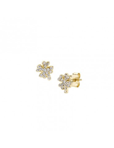 Amen | Luxury | Orecchini in argento 925‰ dorato con quadrifoglio in pavé di zirconi bianchi | ORQUPGBZ3