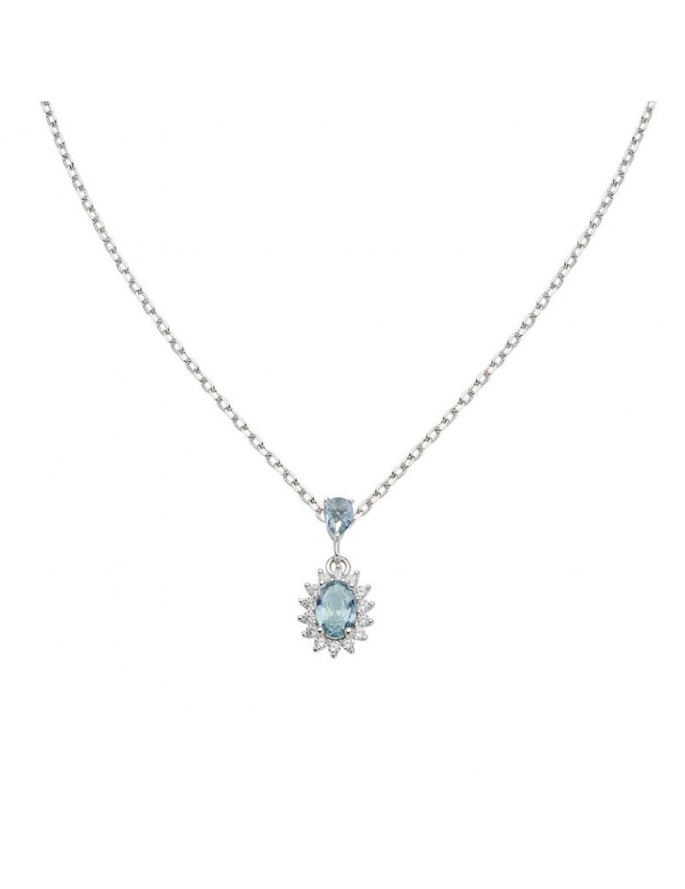 Amen | Lady | Collana in argento 925‰ con zirconi bianchi e zirconi azzurri | CLLDPBBLB1
