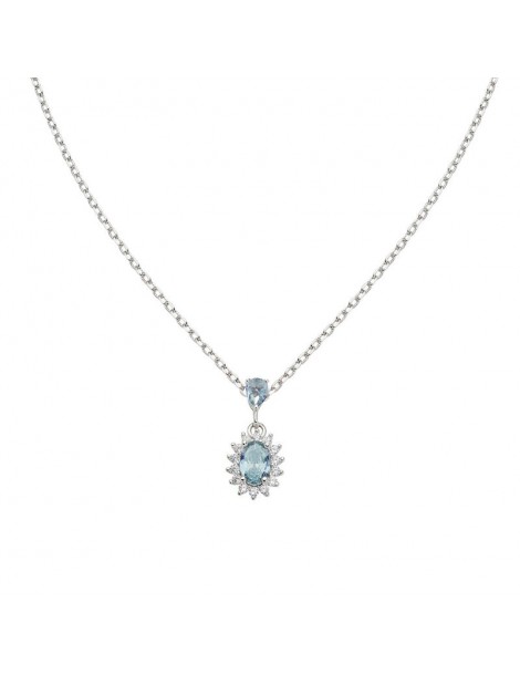 Amen | Lady | Collana in argento 925‰ con zirconi bianchi e zirconi azzurri | CLLDPBBLB1