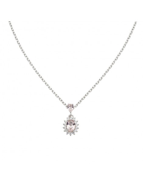 Amen | Lady | Collana in argento 925‰ con zirconi bianchi e zirconi rosa | CLLDPBBMO1