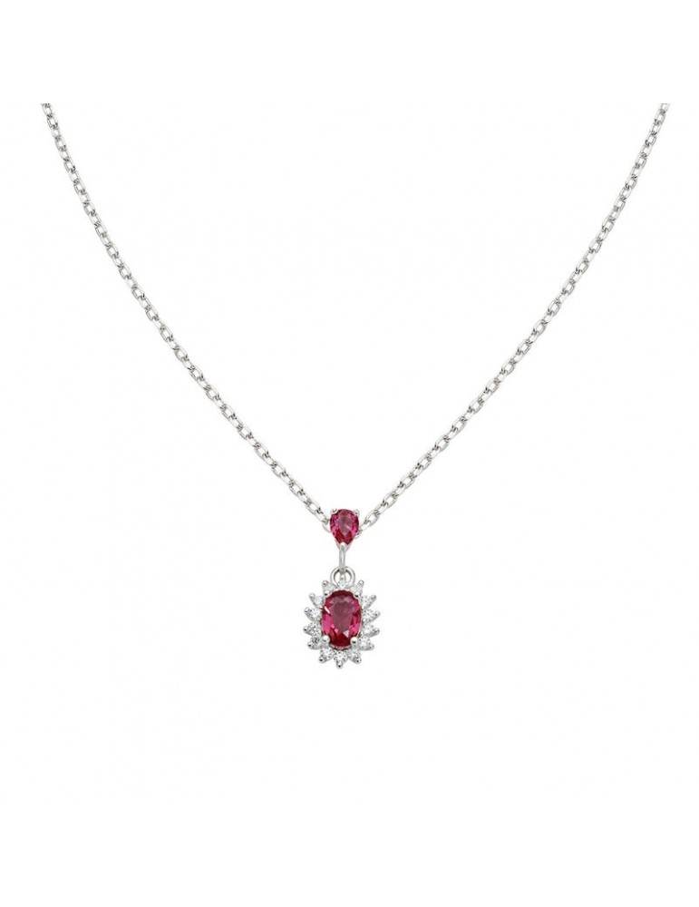 Amen | Lady | Collana in argento 925‰ con zirconi bianchi e zirconi rossi | CLLDPBBCI1