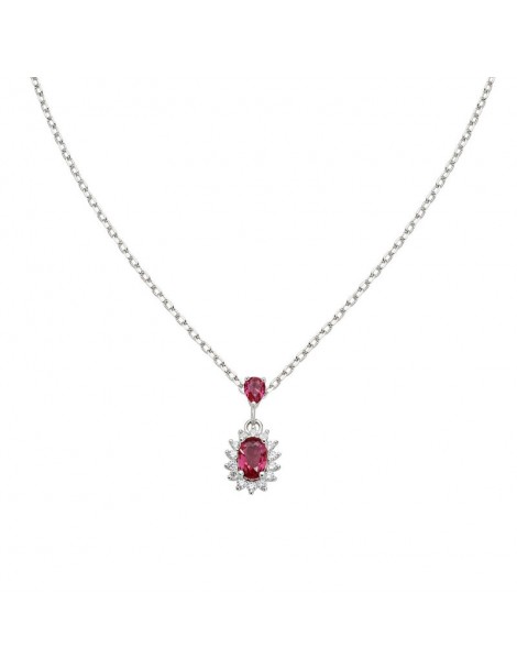 Amen | Lady | Collana in argento 925‰ con zirconi bianchi e zirconi rossi | CLLDPBBCI1