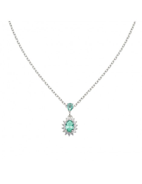 Amen | Lady | Collana in argento 925‰ con zirconi bianchi e zirconi verde acqua | CLLDPBBVA1