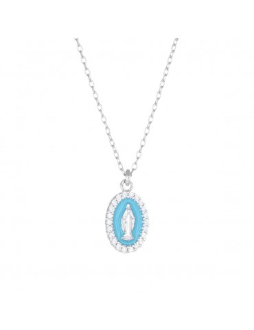 Amen | Miracolosa | Collana in argento 925‰ con medaglia miracolosa e zirconi bianchi | CLMISMBPE