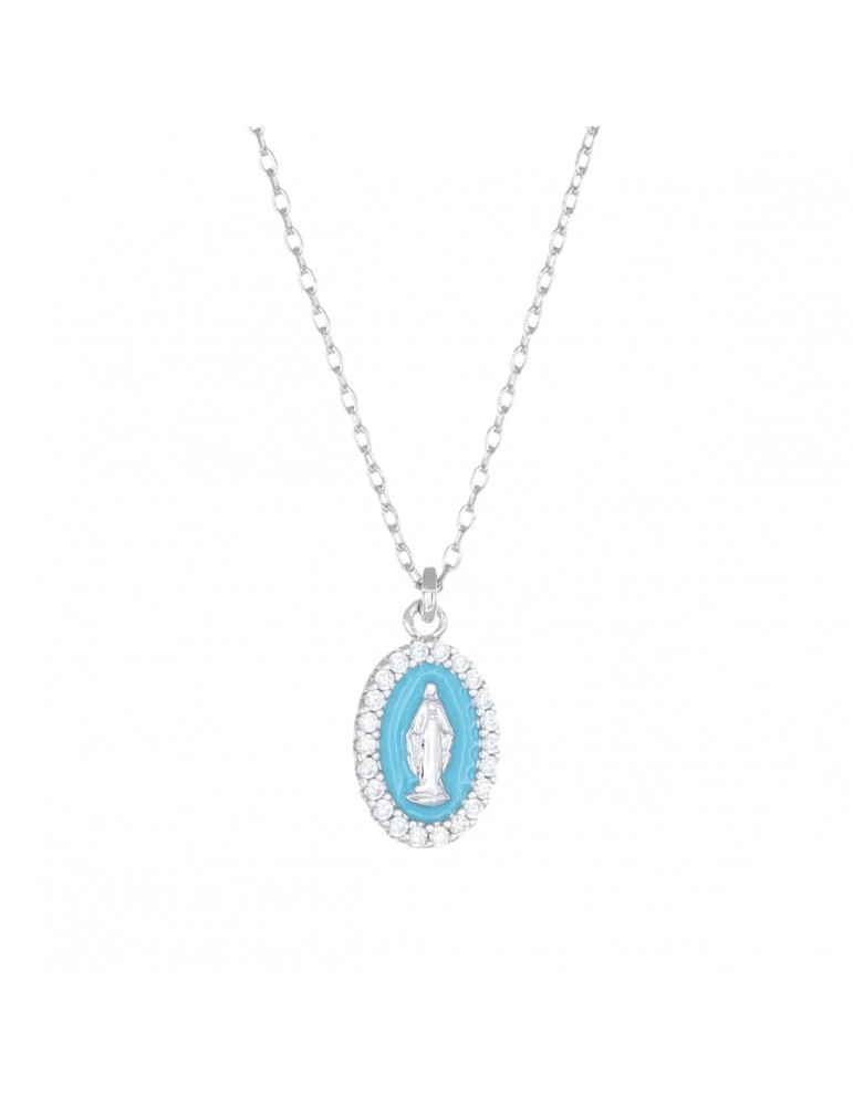 Amen | Miracolosa | Collana in argento 925‰ con medaglia miracolosa e zirconi bianchi | CLMISMBPE