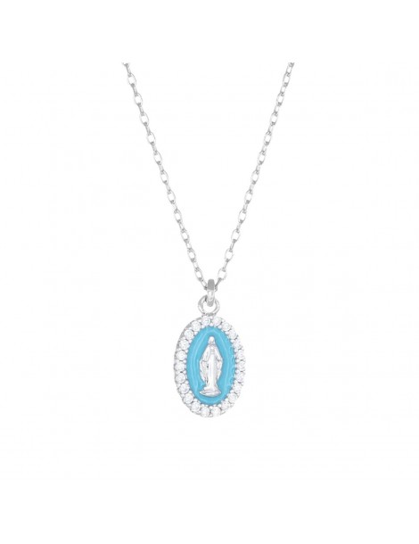 Amen | Miracolosa | Collana in argento 925‰ con medaglia miracolosa e zirconi bianchi | CLMISMBPE