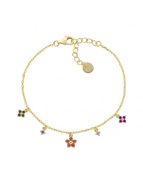 Amen | Primula | Bracciale in argento 925‰ dorato con fiori in zirconi multicolor | BRFIMGAR1