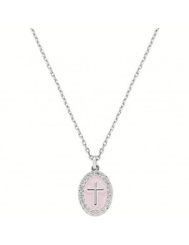Amen | Croci | Collana in ottone con croce smaltata e zirconi bianchi | OTCLCRSMBRO