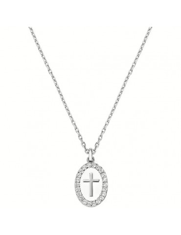 Amen | Croci | Collana in ottone con croce smaltata e zirconi bianchi | OTCLCRSMBB