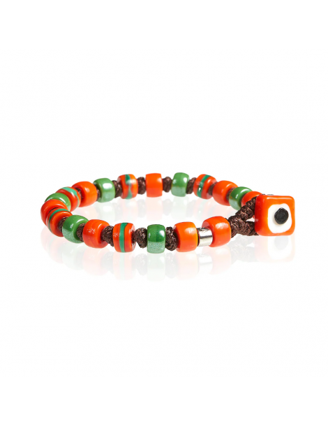 Gerba | Saranda | Bracciale in filo cerato con vetro di murano 8mm e inserti in argento 925‰ | SARANDA 45