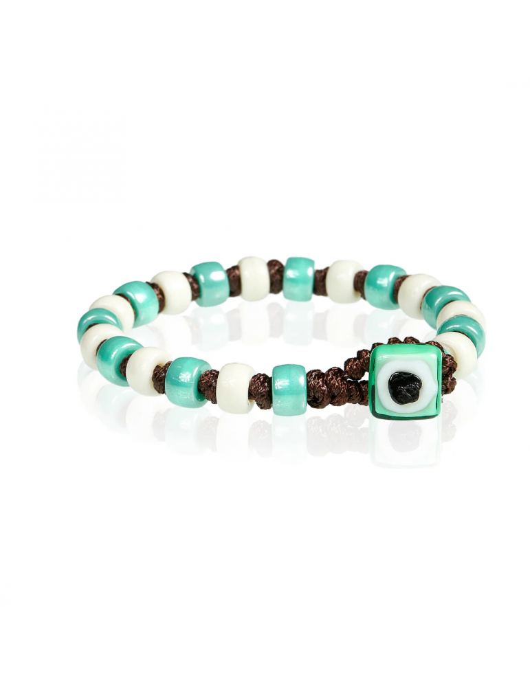 Gerba | Miami | Bracciale in filo cerato con vetro di murano 8mm e inserti in argento 925‰ | MIAMI 33