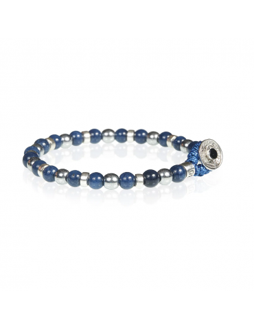 Gerba | Lab 137 | Bracciale in filo cerato con agata blu ematite e inserti in argento 925‰ | 137