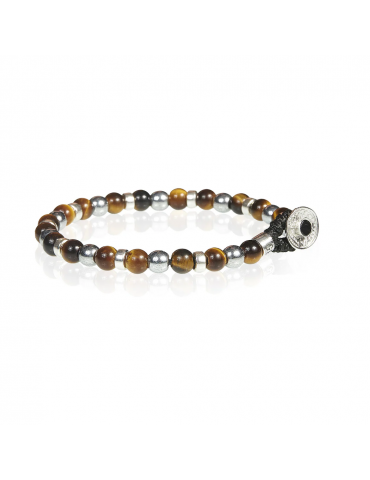 Gerba | Lab 139 | Bracciale in filo cerato con occhio di tigre, ematite e inserti in argento 925‰ | 139