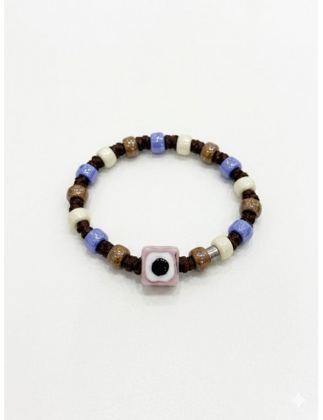 Gerba | California | Bracciale in filo cerato con vetro di murano 8mm e inserti in argento 925‰ | CALIFORNIA 37